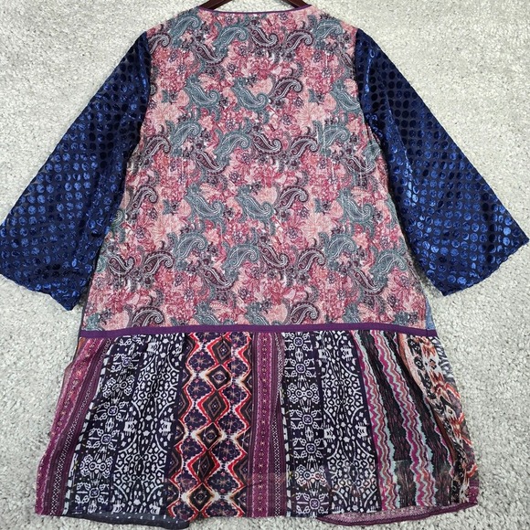 Soft Surroundings Top Womens Medium All Together Patchwork Tunic Beaded - Picture 11 of 12
